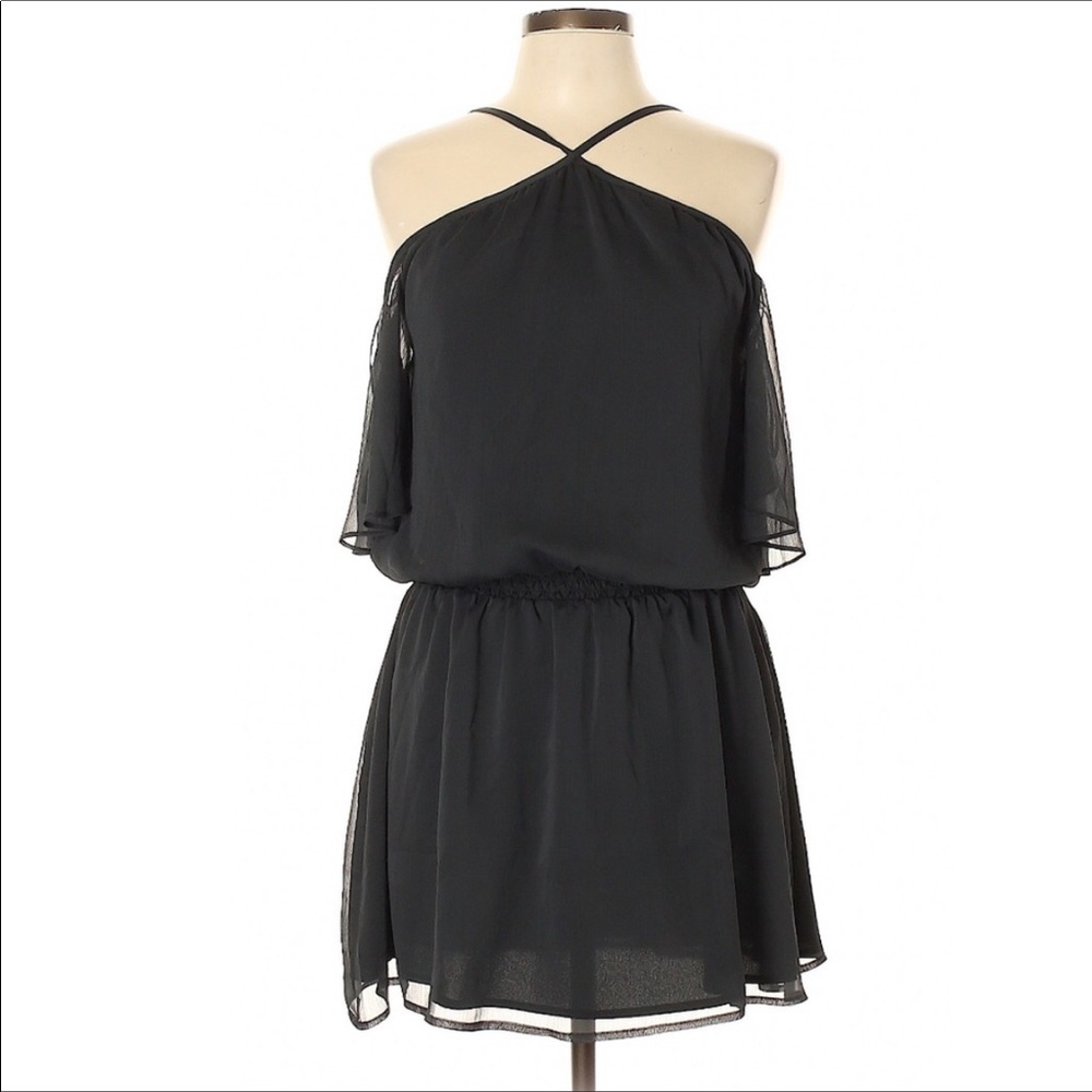 Marchesa Rose Black Chiffon Mini Dress